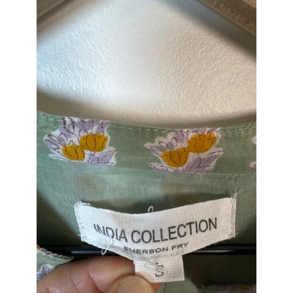 Emerson Fry India Collection Organic Cotton Floral Maxi Dress in Sage Green - Sm - Picture 3 of 7